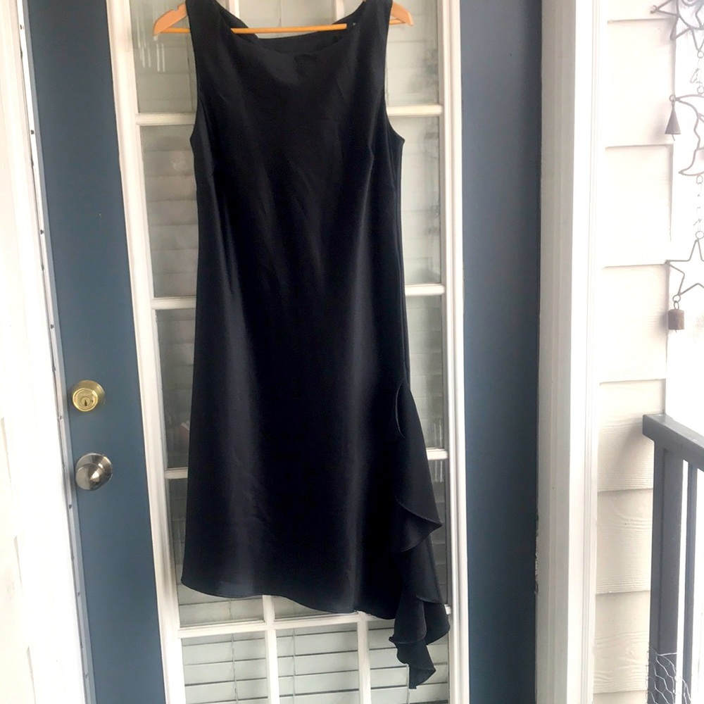 Dressbarn Black Satin Side Embellished Cocktail Dress. Size 14